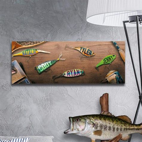 Personalized Themed Wall Hangings - Fishing 6.5 x 18"