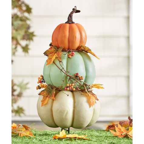 Pastel Porch Collection - Stacked Pumpkin Stake