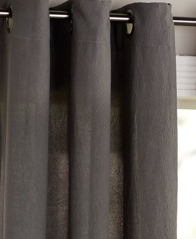 Solid or Scroll Grommet Window Panel - Charcoal Gray Solid
