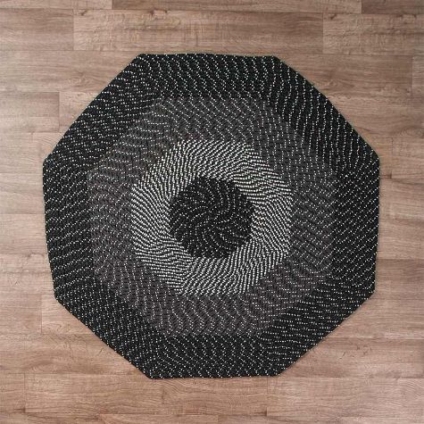 Country Braided Octagon-Shaped Rugs - Black 48"