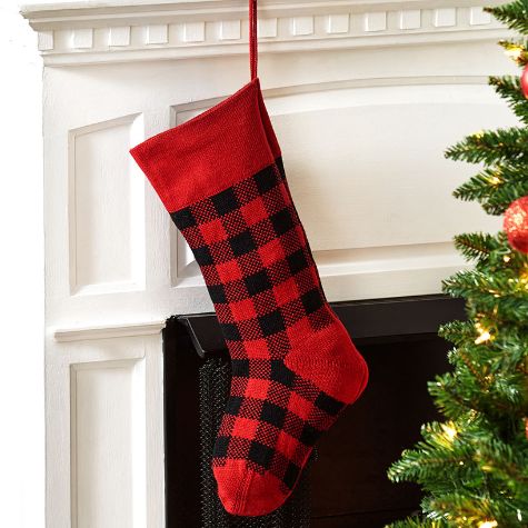 Plaid Holiday Decor - Red and Black Stockings