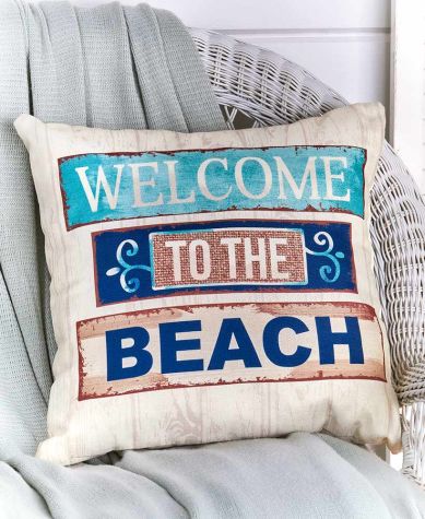 Indoor/Outdoor Coastal Pillows - Welcome to the Beach