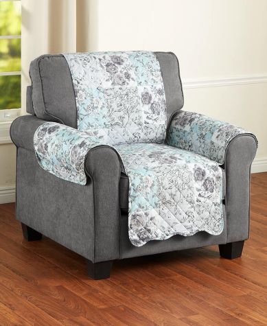 Floral Quilted Furniture Covers - Gray Chair
