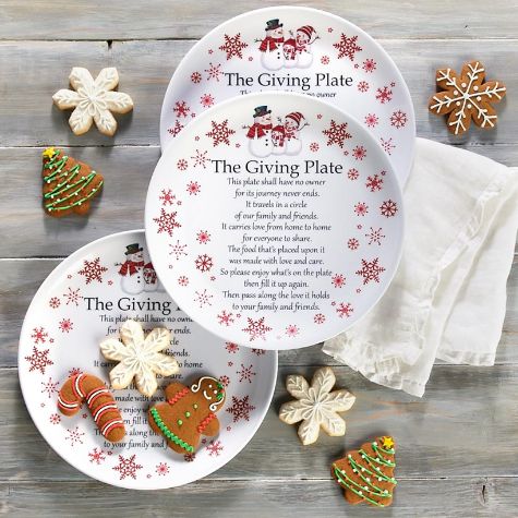 Sets of 3 Melamine Giving Plates - Snowman
