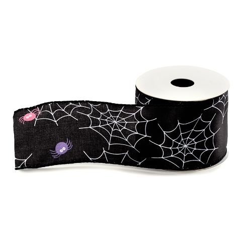 5-Yd. Halloween Decorative Wired Ribbons - Spider Web
