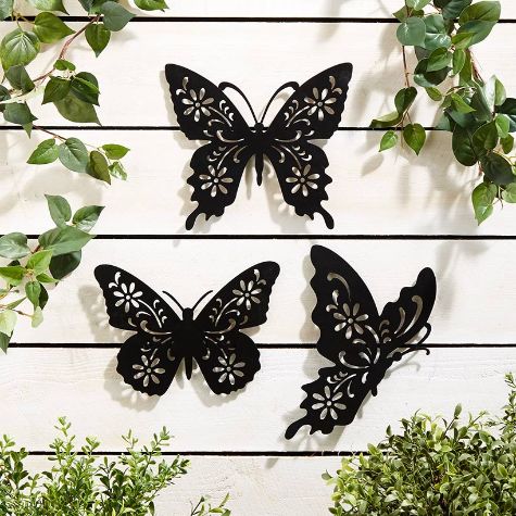 Metal Wall Decor Trio with Cutout Detail - Butterflies