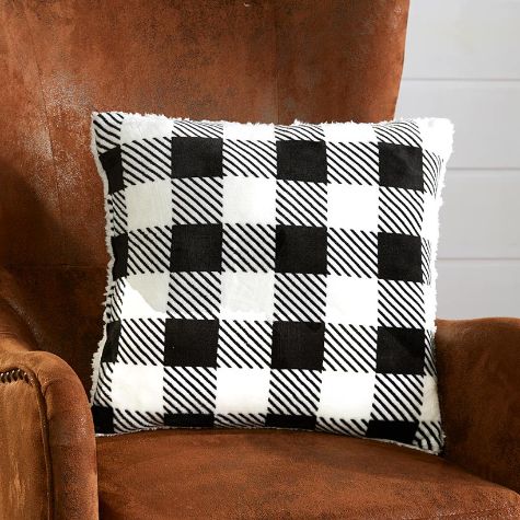50" x 60" Buffalo Check Sherpa Throws or Accent Pillows - Black/White Accent Pillow