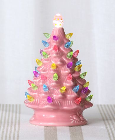 Retro Lighted Ceramic Easter Accents - Pink Large Tabletop Tree