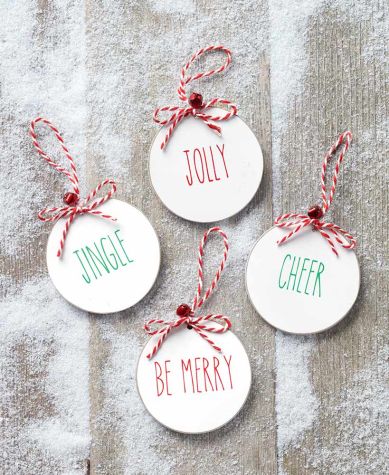 Set of 4 Skinny Word Ornaments