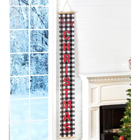 Plaid Holiday Decor - Black and White 70" Banner