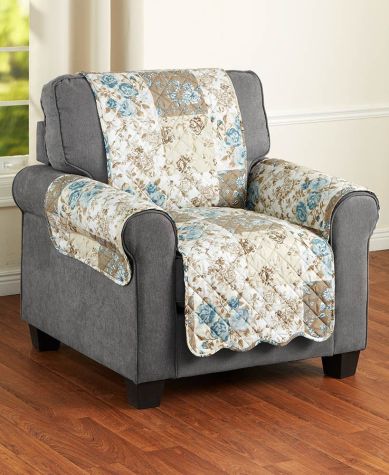 Floral Quilted Furniture Covers - Taupe Chair