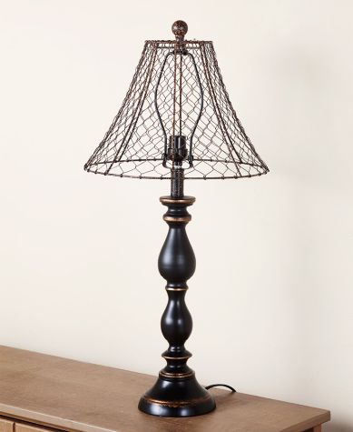 Country Chicken Wire Touch Lamps - Black