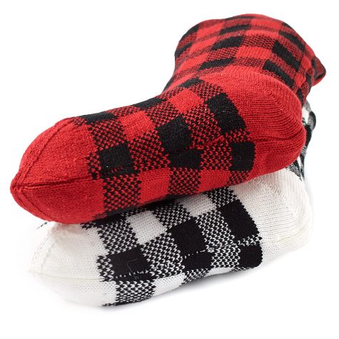 Plaid Holiday Decor - Red and Black Stockings