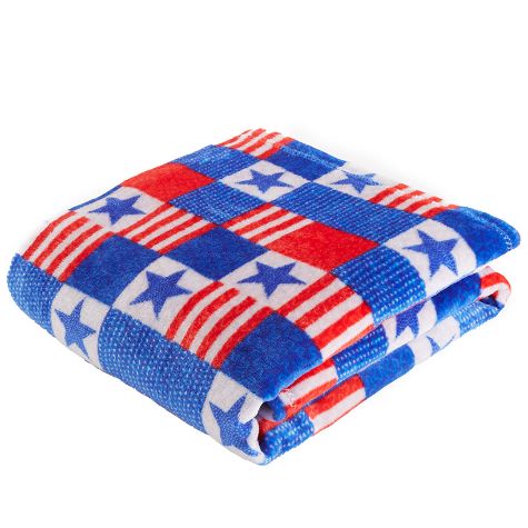 50" x 60" Summer Themed Plush Throws - Americana Patch