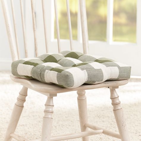 Buffalo Check Chair Pads - Olive