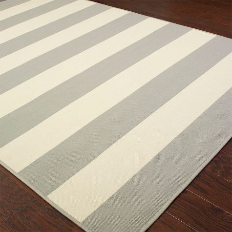 Bold Stripe Indoor/Outdoor Rug Collection - Gray Small Area