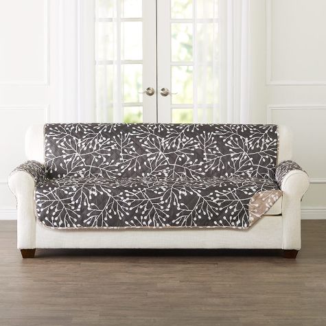 Branches Reversible Furniture Protectors - Beige/Charcoal Sofa