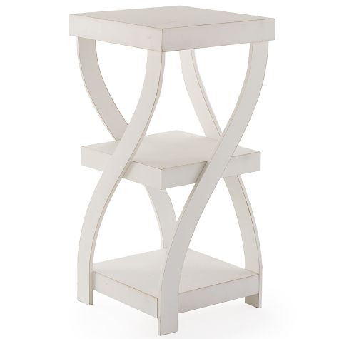 Antique Finish Twisted Side Tables - Distressed White