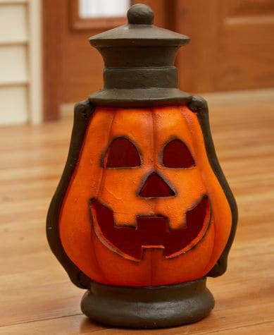 Oversized Lighted Porch Lanterns - Pumpkin