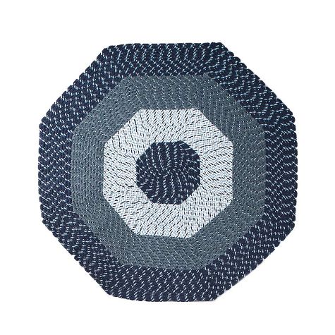 Country Braided Octagon-Shaped Rugs - Navy 72"