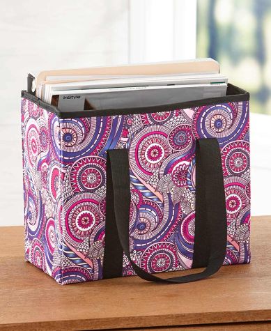 Foldable File Tote Bags - Pink Paisley