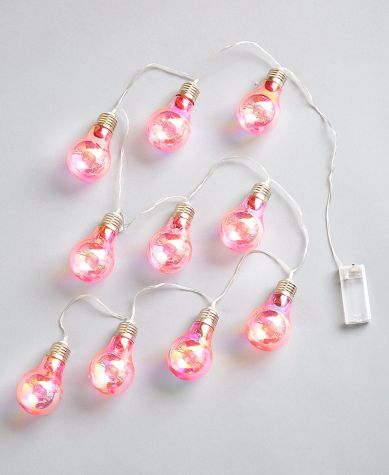 Iridescent LED Bulb String Lights - Pink