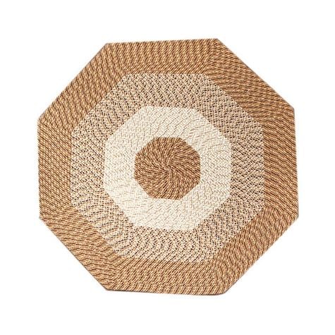 Country Braided Octagon-Shaped Rugs - Tan 72"