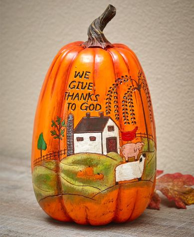 Give Thanks Harvest Country Pumpkins - 9"