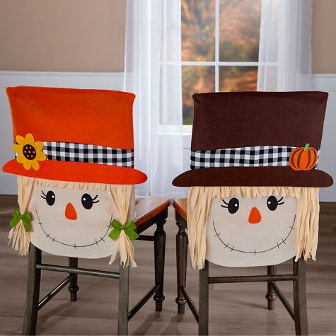 Set of 2 Holiday Dining Chair Covers - Scarecrow