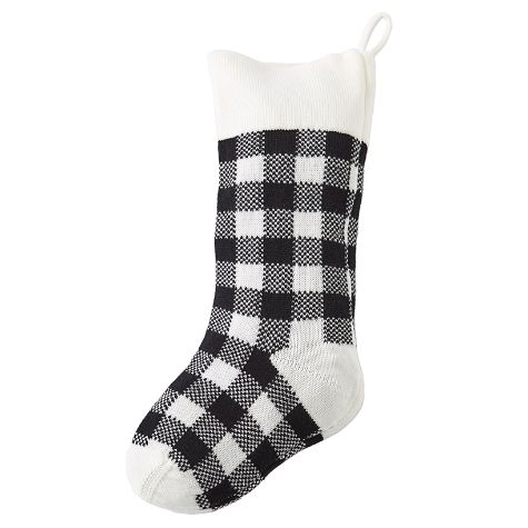 Plaid Holiday Decor - Black and White Stockings