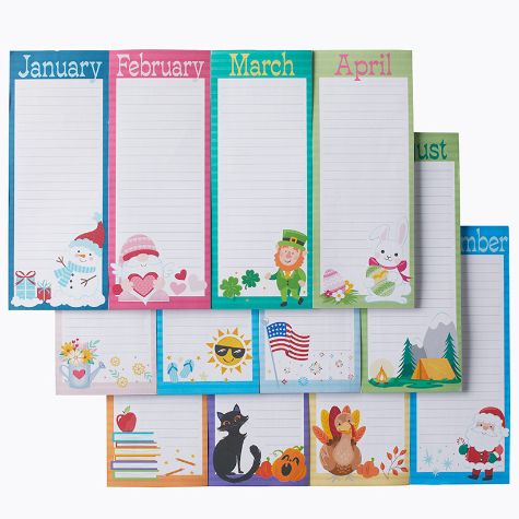 Set of 12 Magnetic List Pads - Months of the Year
