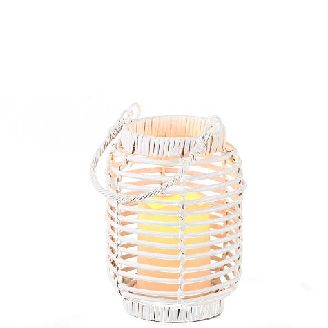 Wicker LED Candle Lanterns - White Small