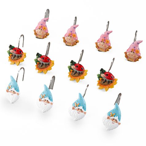 Spring Gnome Bathroom Collection - Set of 12 Shower Hooks