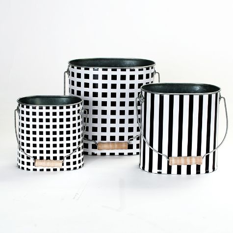 Sets of 3 Decorative Metal Buckets - Neutral