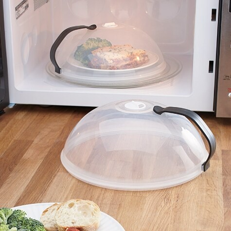 Microwave Cover For Food, Clear Microwave Splatter Cover With Handle And  Water Storage Box