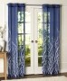 Brooke Branches Grommet Curtain Pairs - Navy