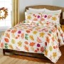 Country Leaves Quilted Bedroom Ensemble - Natural Full/Queen Quilt Set