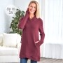 Fleece Hooded Crossover Tunics - Burgundy Medium