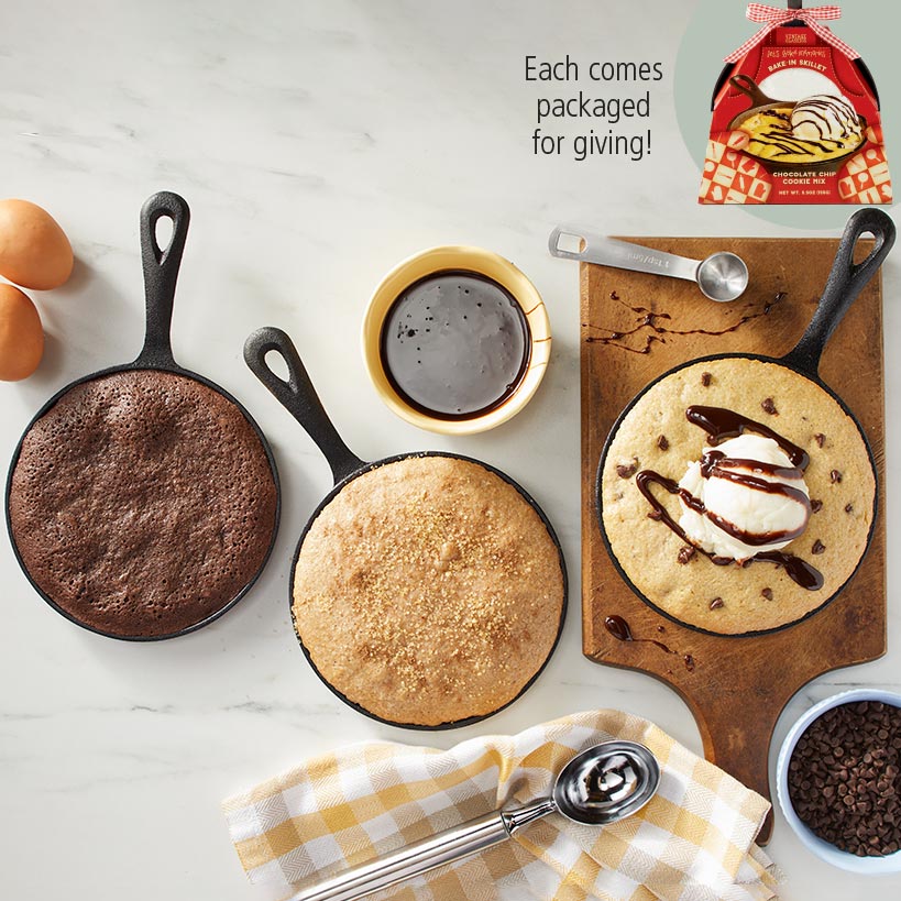 Cast Iron Skillets with Chocolate Chip Mix