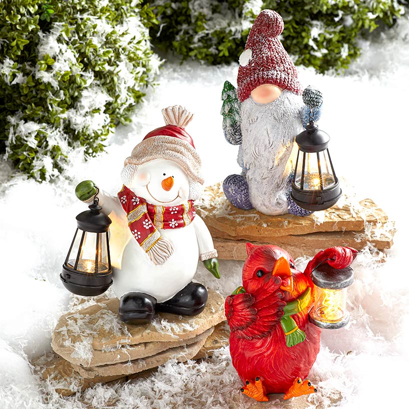 Garden Statues with Solar Lantern | The Lakeside Collection