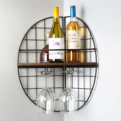 Corner Wall Shelf with Glass Holder