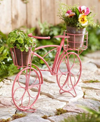 Vintage Metal Bike Planters - Pink