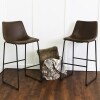 Sets of 2 Industrial Faux Leather Barstools