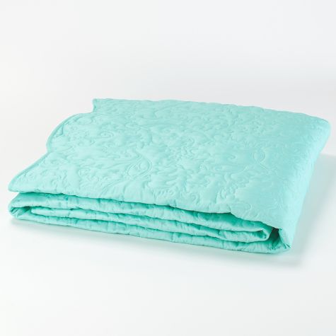 Quilted Damask Bedspread Sets - Seafoam Blue Twin