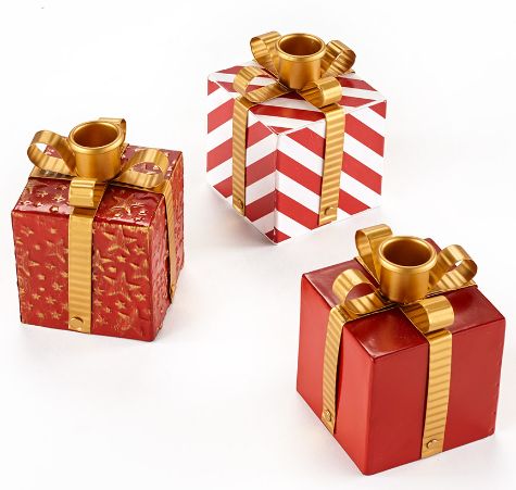 Set of 3 Gift Box Taper Candleholders