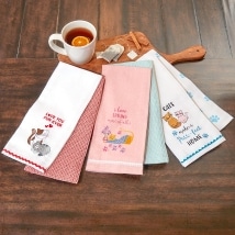 Cat Themed 16"x26" Embroidered Set of 2 Kitchen Towels