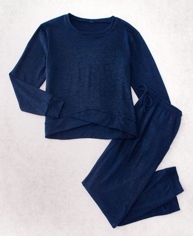 Sweater Soft Loungewear Sets - Navy Small