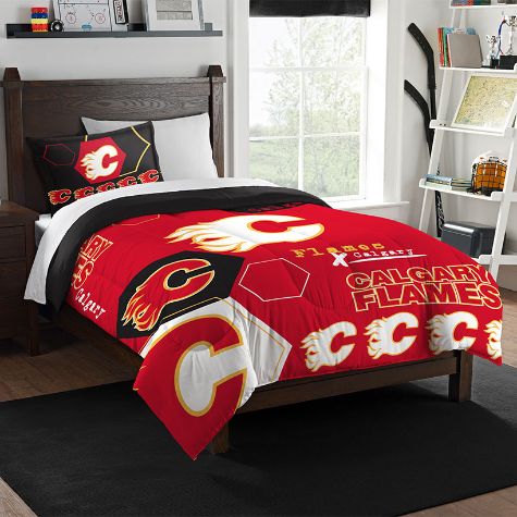 NHL Hexagon Comforter Sets - Flames Twin
