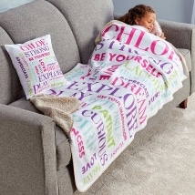 Personalized Kids' Inspirational Sherpa Throws or Pillows
