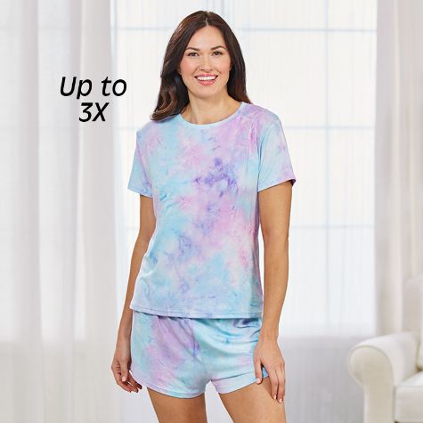 Tie-Dye Shorty Pajama Sets - Blue Medium